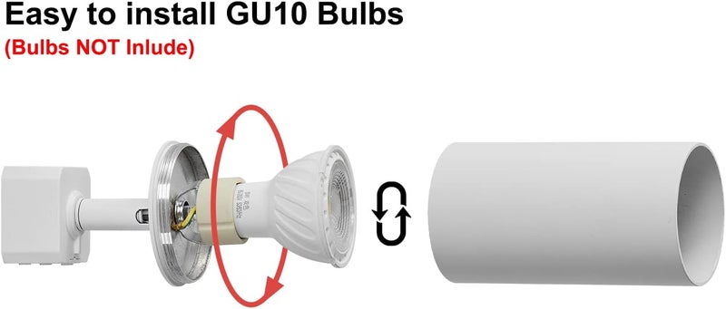VANoopee رؤوس إضاءة مسار GU10 نوع H بيضاء LED متوافقة مع نظام هالو، محول قاعدة MR16 GU10، مصباح سقف قابل للتوجيه، عبوة من 4، بدون لمبات - Image 3
